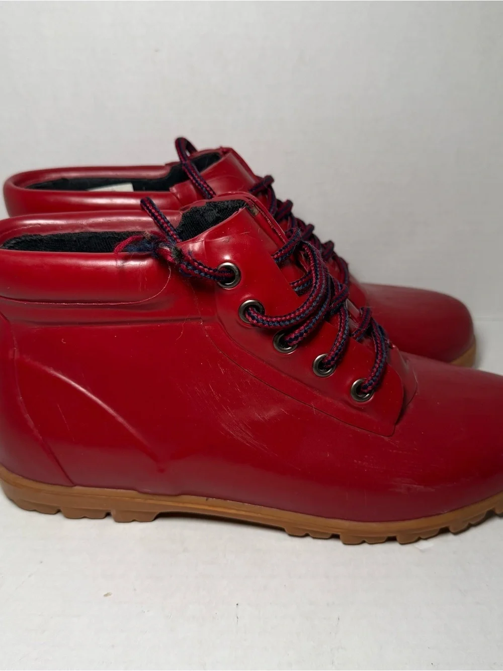 Vintage Lands End Red Rain Duck Outdoor Boots Size Women’s 9